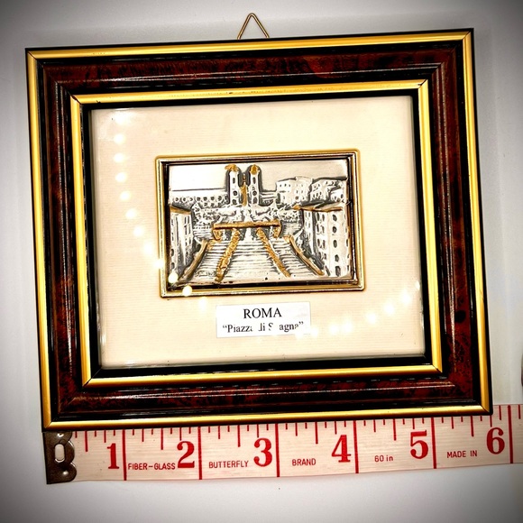 Beautiful Framed Italian Handmade-925 Silver, Portrait of Piazza di Spagna -Rome - Picture 3 of 6